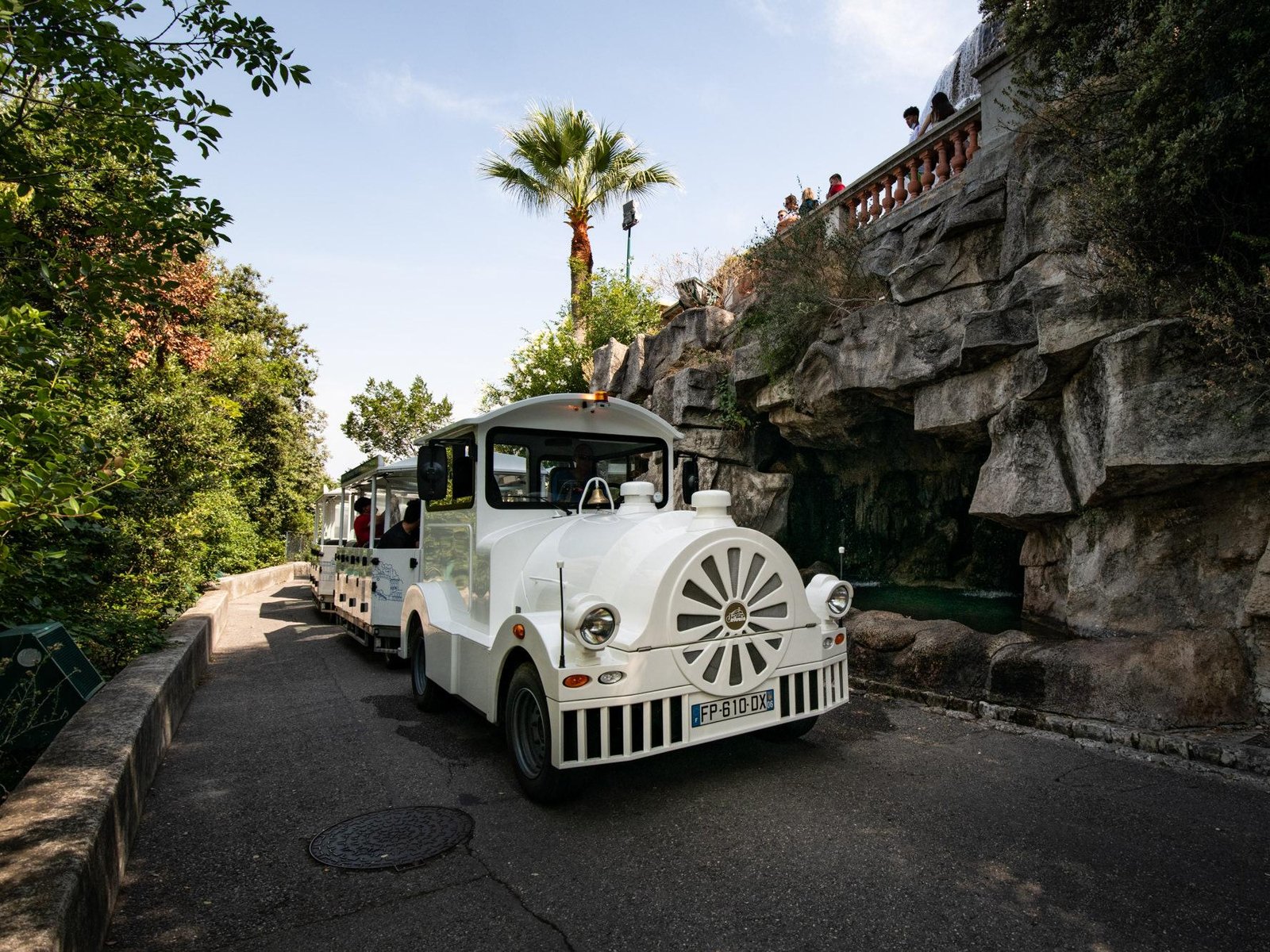 A gentle ride on a small electric train with panoramic views