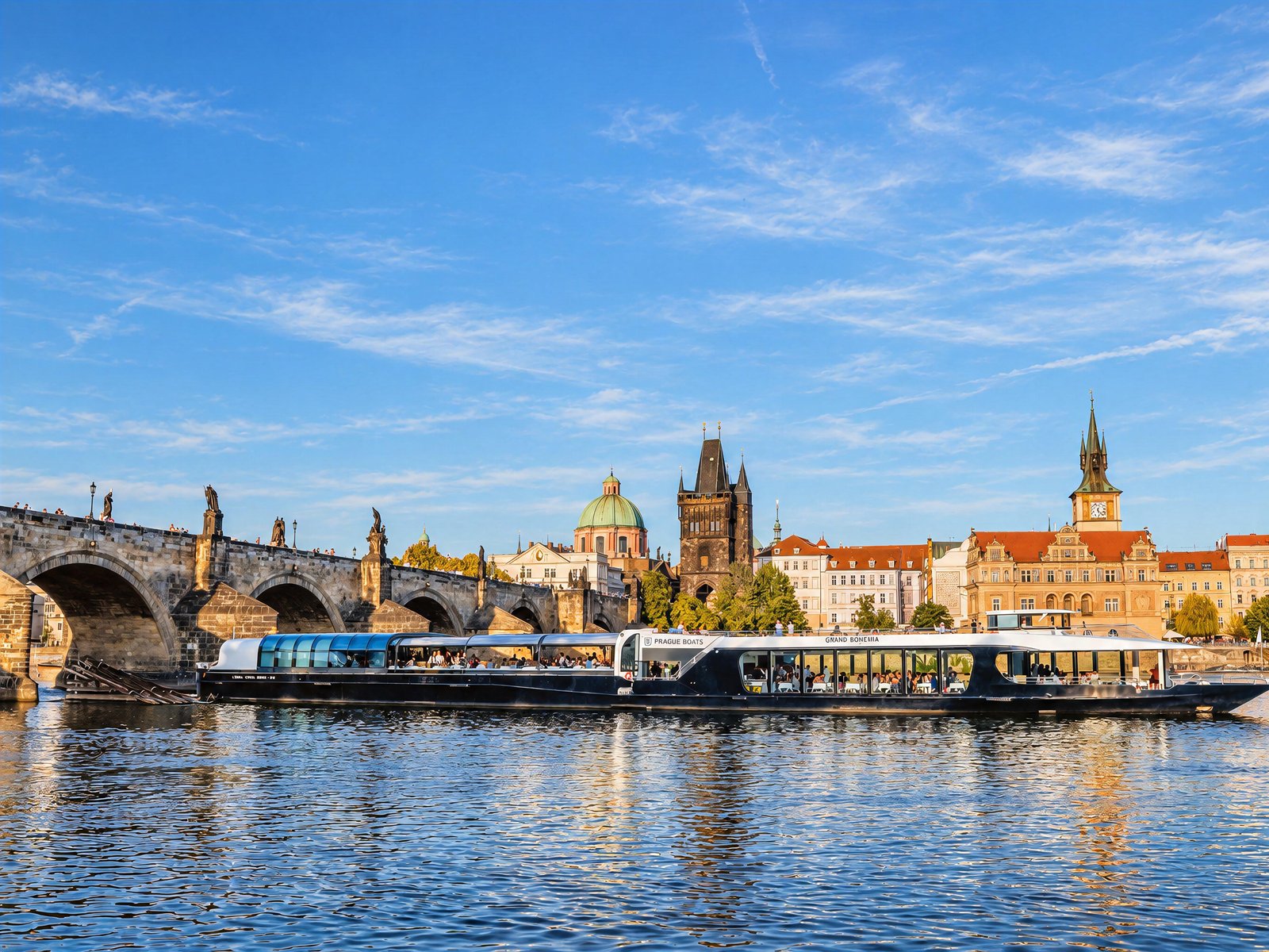 Vltava River Lunch Cruise in an Open-Top Glass Boat